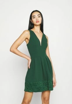 WAL G. NADIA VPLUNGE NECK SKATER DRESS - Cocktail Dress / Party Dress - Forest Green