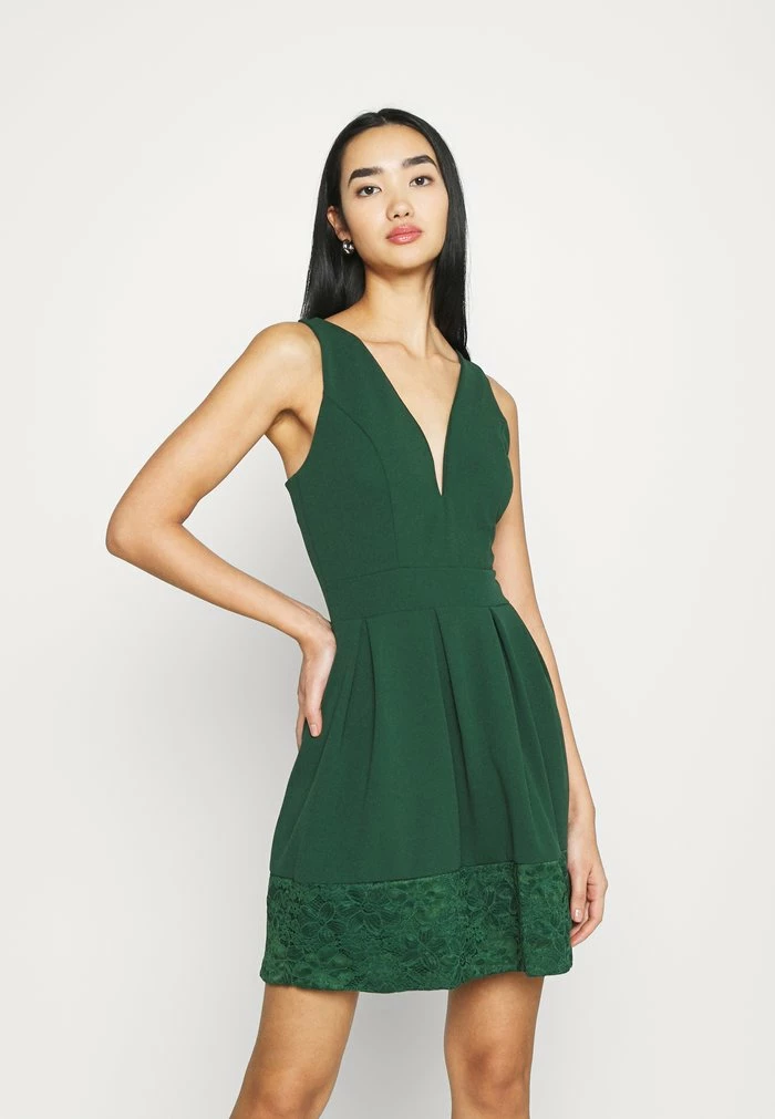NADIA VPLUNGE NECK SKATER DRESS - Cocktail dress / Party dress - forest green WAL G. NADIA VPLUNGE NECK SKATER DRESS - Cocktail Dress / Party Dress - Forest Green -WAL G. Sales Store 009e721b015d41058b7b838885530577
