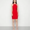 WAL G. MARY ROUND NECK MIDI DRESS - Day Dress - Red