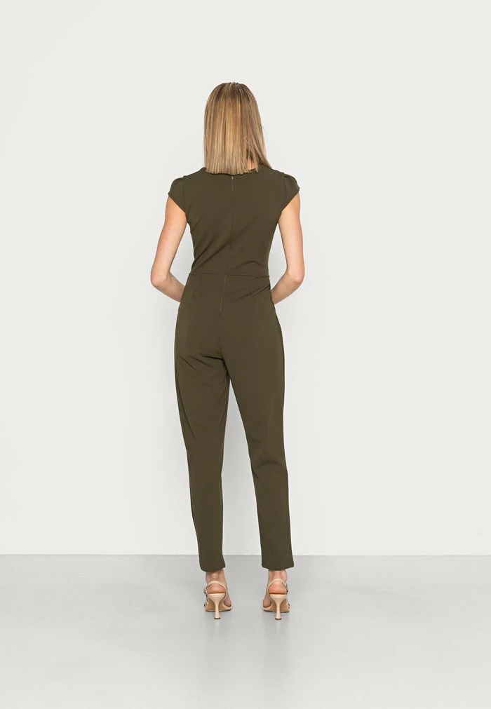 SHORT SLEEVE V NECK - Jumpsuit - khaki green WAL G. SHORT SLEEVE V NECK - Jumpsuit - Khaki Green -WAL G. Sales Store 05655ebd43884efca85832630d205365