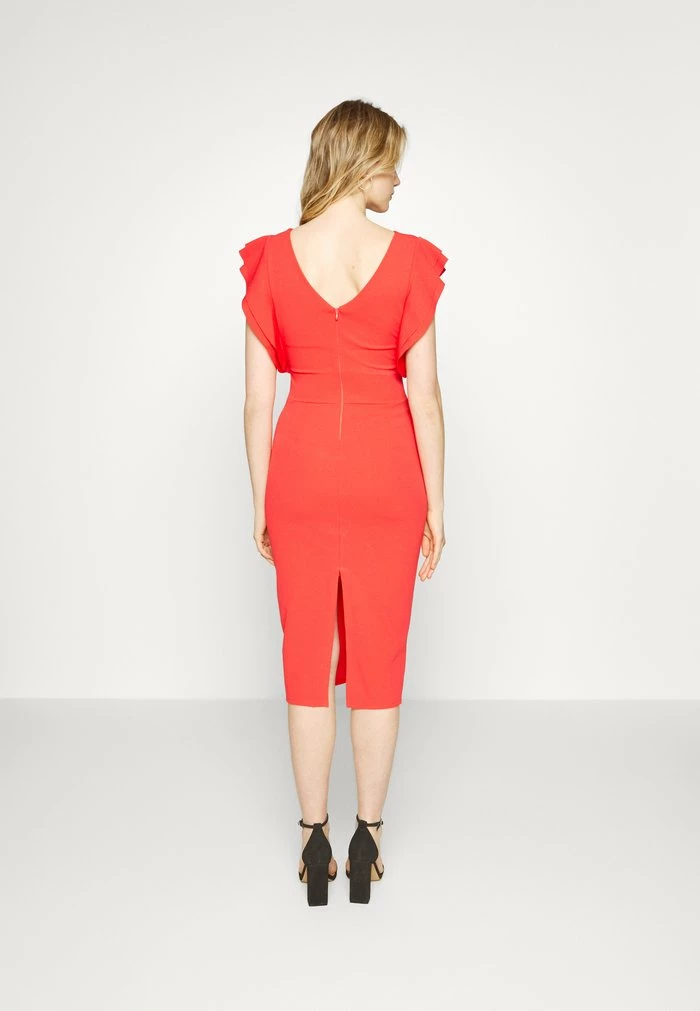 DIANA RUFFLE SLEEVE MIDI DRESS - Jersey dress - coral WAL G. DIANA RUFFLE SLEEVE MIDI DRESS - Jersey Dress - Coral -WAL G. Sales Store 07ee03b22a6c4aff97195b9eda2be408