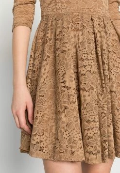 WAL G. HARPER OFF THE SHOULDER SKATER DRESS - Cocktail Dress / Party Dress - Camel -WAL G. Sales Store 0a9934df774f4cd4af7569f9c79881c9