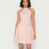 WAL G. MAJA HALTER NECK STRAPPY BACK SKATER DRESS - Cocktail Dress / Party Dress - Blush Pink
