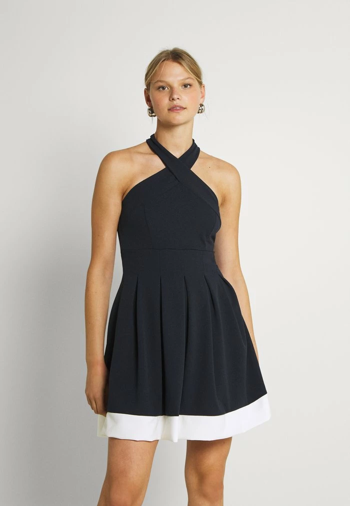 MILLY HALTER NECK CONTRAST SKATER DRESS - Cocktail dress / Party dress - navy/white WAL G. MILLY HALTER NECK CONTRAST SKATER DRESS - Cocktail Dress / Party Dress - Navy/white -WAL G. Sales Store 0c97bf71314a422ca65d27276c74c84f