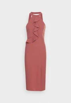 WAL G. SASHA FRILL NECK MIDI DRESS - Jersey Dress - Dusty Rose Pink -WAL G. Sales Store 0e5be760809a47b388693d2183e06981