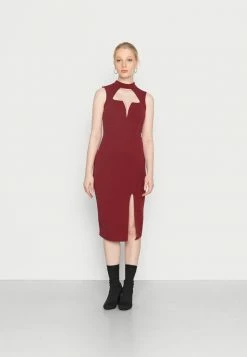 WAL G. LAMMY HALTER NECK MIDI DRESS - Shift Dress - Wine