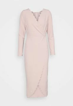 WAL G. WGXZL WEDDING - ALEXANDA SCALLOP V NECK MIDI DRESS - Shift Dress - Blush Pink -WAL G. Sales Store 123a671ca53a4390ba4b195502ec5192