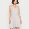 WAL G. DIAZ HALTER NECK WRAP SKATER DRESS - Cocktail Dress / Party Dress - Pearl Grey