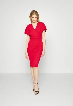 WAL G. WGXZL WEDDING - BETTY V NECK MIDI DRESS - Cocktail Dress / Party Dress - Coral