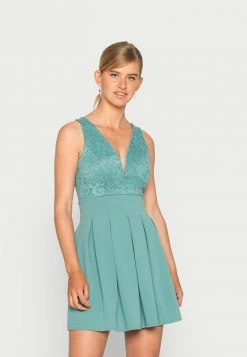 WAL G. V NECK SKATER - Cocktail Dress / Party Dress - Sage Green