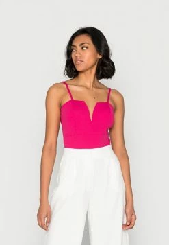 WAL G. LARISA V NECK BODY SUIT - Top - Dark Fushia