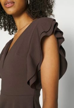 WAL G. LUCIA RUFFLE SLEEVE SKATER DRESS - Jersey Dress - Chocolate Brown -WAL G. Sales Store 2437d988f7f94801abcf8ed15c5e506b