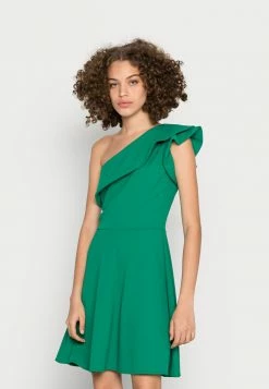 WAL G. SALENA ONE SHOULDER SKATER DRESS - Cocktail Dress / Party Dress - Leaf Green