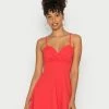 WAL G. V NECK STRAPPY SKATER DRESS - Cocktail Dress / Party Dress - Coral