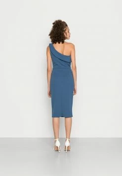 WAL G. DAKOTA ONE SHOULDER FRILL MIDI DRESS - Cocktail Dress / Party Dress - Denim -WAL G. Sales Store 2ad80a929eec4ec5b9ab48e4aba01284