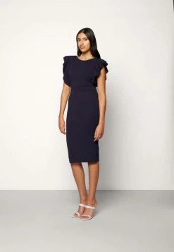 WAL G. DIANA RUFFLE SLEEVE MIDI DRESS - Jersey Dress - Navy Blue