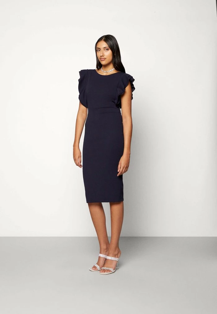 DIANA RUFFLE SLEEVE MIDI DRESS - Jersey dress - navy blue WAL G. DIANA RUFFLE SLEEVE MIDI DRESS - Jersey Dress - Navy Blue -WAL G. Sales Store 2f32a125c5514f9aa906d85d8c600c60