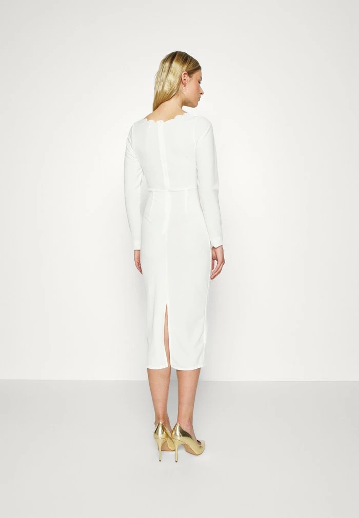 WGXZL WEDDING - RHODE SCALLOP V NECK MESH MIDI DRESS - Cocktail dress / Party dress - white WAL G. WGXZL WEDDING - RHODE SCALLOP V NECK MESH MIDI DRESS - Cocktail Dress / Party Dress - White -WAL G. Sales Store 30a443e6a5674b21a6f1efa4a6496e7d