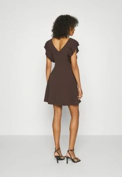 WAL G. LUCIA RUFFLE SLEEVE SKATER DRESS - Jersey Dress - Chocolate Brown -WAL G. Sales Store 32f08663b19d4a4b99c1177bb9982bfb