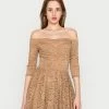 WAL G. HARPER OFF THE SHOULDER SKATER DRESS - Cocktail Dress / Party Dress - Camel