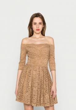 WAL G. HARPER OFF THE SHOULDER SKATER DRESS - Cocktail Dress / Party Dress - Camel