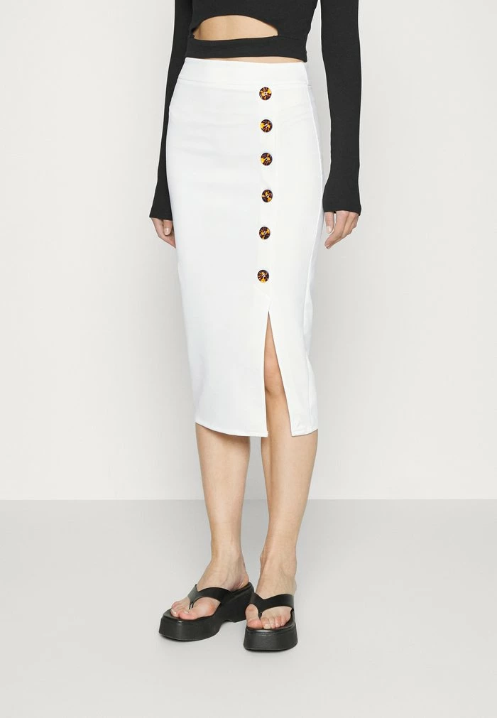 TORTOISE BUTTON SKIRT - Pencil skirt - white WAL G. TORTOISE BUTTON SKIRT - Pencil Skirt - White -WAL G. Sales Store 373470ca7ef843618490140ce8349dcc