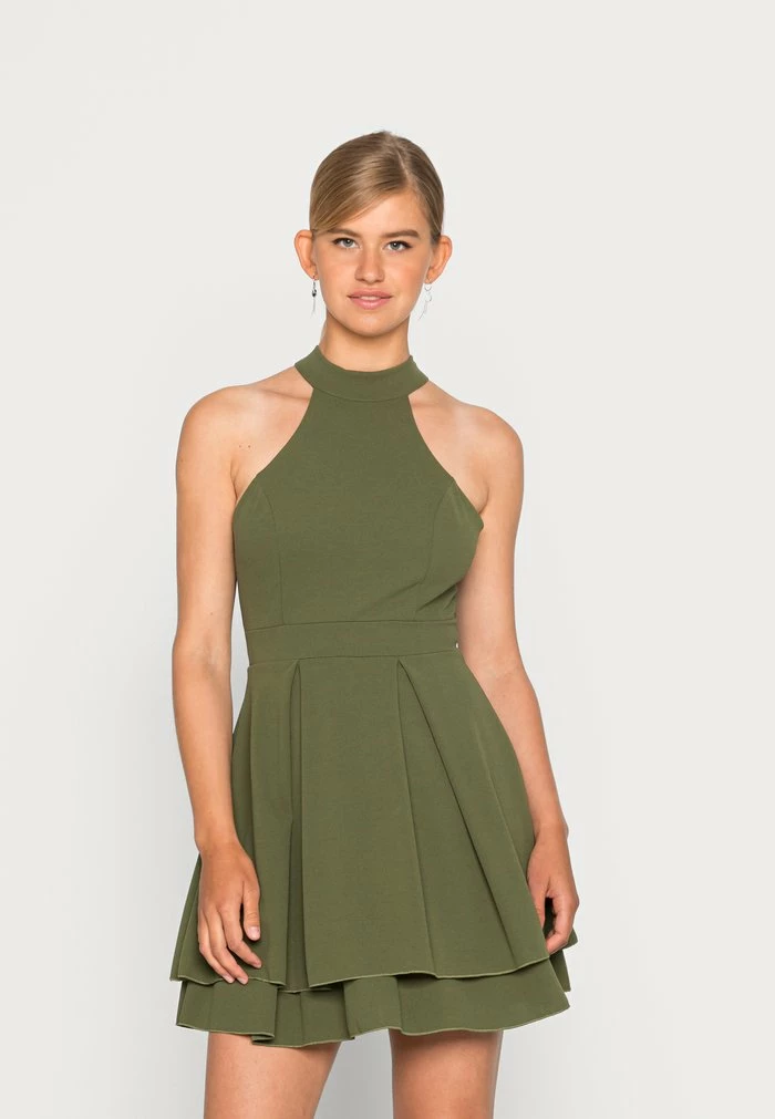 CHERYL HALTER NECK SKATER DRESS - Day dress - olive green WAL G. CHERYL HALTER NECK SKATER DRESS - Day Dress - Olive Green -WAL G. Sales Store 3bde8a65527a42eaa3127f0c8548620b