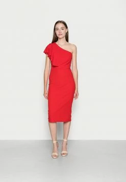WAL G. SHILPA SIDE FRILL MIDI DRESS - Jersey Dress - Red
