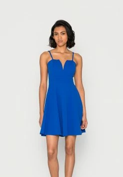 WAL G. PAOLA NECK SKATER DRESS - Cocktail Dress / Party Dress - Electric Blue