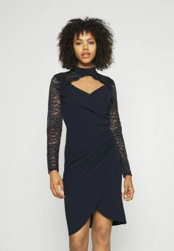 WAL G. SONIA LACE DETAIL MIDI DRESS - Cocktail Dress / Party Dress - Navy Blue