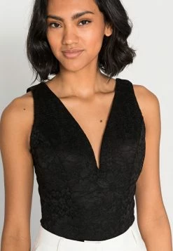 WAL G. ELOISE V NECK BODY SUIT - Top - Black -WAL G. Sales Store 4dccbb077c504bbb9fb2e12624252ad8