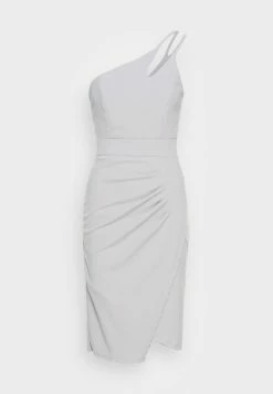 WAL G. VALENCIACUT OUT ONE SHOULDER MIDI DRESS - Shift Dress - Pearl Grey -WAL G. Sales Store 4e7a3b1404b34197a268ef8939d42984