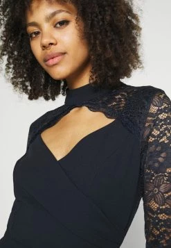 WAL G. SONIA LACE DETAIL MIDI DRESS - Cocktail Dress / Party Dress - Navy Blue -WAL G. Sales Store 512210e652bc4165859852622ff86dc2