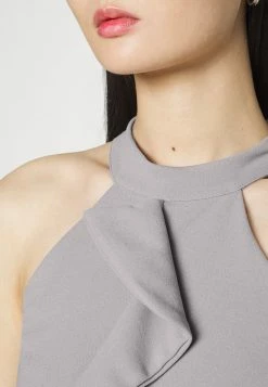 WAL G. SASHA FRILL NECK MIDI DRESS - Jersey Dress - Pearl Grey -WAL G. Sales Store 52d3cb412da74a7abe2d1708af3948ba