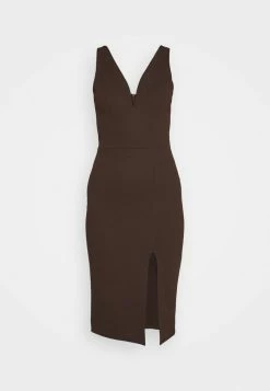 WAL G. V NECK PLUNGE MIDI DRESS - Jersey Dress - Dark Brown 3 WAL G. V NECK PLUNGE MIDI DRESS - Jersey Dress - Dark Brown -WAL G. Sales Store 5539e98ca68c4c228269af9c8ab8444f
