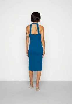 WAL G. SASHA FRILL NECK MIDI DRESS - Jersey Dress - Dark Teal Blue -WAL G. Sales Store 57e6f08cdc9e4bfdacf13548a42accb6