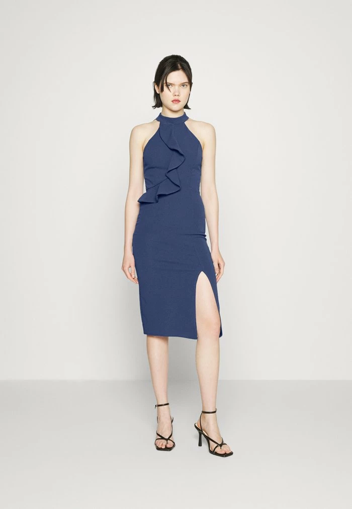 SASHA FRILL NECK MIDI DRESS - Jersey dress - denim blue WAL G. SASHA FRILL NECK MIDI DRESS - Jersey Dress - Denim Blue -WAL G. Sales Store 59bf9be4e4d74ebb8a75cad597aa0111