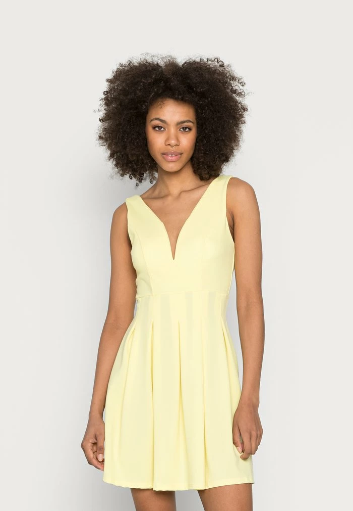 PLEATED FIT AND FLARE - Cocktail dress / Party dress - baby yellow WAL G. PLEATED FIT AND FLARE - Cocktail Dress / Party Dress - Baby Yellow -WAL G. Sales Store 5d0ef20fefa54a0cb1a76c050293f949