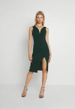 WAL G. V NECK PLUNGE MIDI DRESS - Jersey Dress - Forest Green