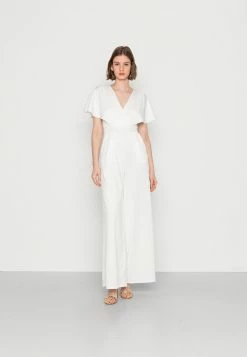 WAL G. WGXZL WEDDING - BETTY V NECK WRAP JUMPSUIT - Jumpsuit - White