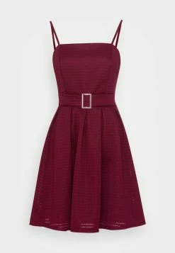 WAL G. SALEEMA BUCKLE SKATER DRESS - Cocktail Dress / Party Dress - Wine -WAL G. Sales Store 63d316a76b2b47548cc50a348c2a6f63