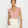 WAL G. WGXZL WEDDING - JOY FRILL SLEEVE BODY SUIT - Print T-shirt - Blush Pink