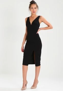 WAL G. V NECK MIDI - Jersey Dress - Black