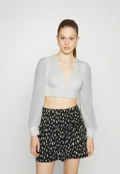 WAL G. WGXZL WEDDING - BESSIE MESH SLEEVE V NECK CROP TOP - Blouse - White -WAL G. Sales Store 69ec6a37302f40e7940adb9e6430bf15