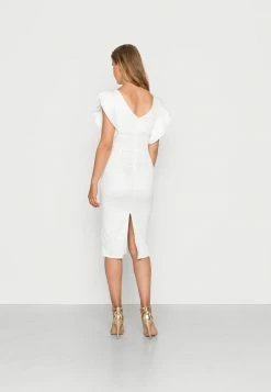 WAL G. DIANA RUFFLE SLEEVE MIDI DRESS - Jersey Dress - White -WAL G. Sales Store 6acd39d6f82e47d9882d6a762b86ee7e