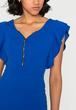 WAL G. CASSIDY FRONT ZIP FRILL MIDI DRESS - Cocktail Dress / Party Dress - Electric Blue -WAL G. Sales Store 6b56a98502774a76ad87fd54d2c5a9f1