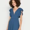WAL G. LUCIA RUFFLE SLEEVE SKATER DRESS - Jersey Dress - Denim
