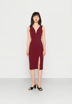 WAL G. V NECK MIDI - Jersey Dress - Berry Wine