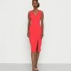 WAL G. ALMA V NECK MIDI DRESS - Jersey Dress - Coral