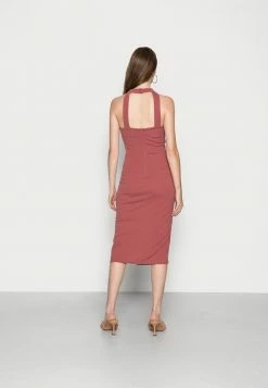 WAL G. SASHA FRILL NECK MIDI DRESS - Jersey Dress - Dusty Rose Pink -WAL G. Sales Store 733b6ac9034e478797ee458c0bc17b56